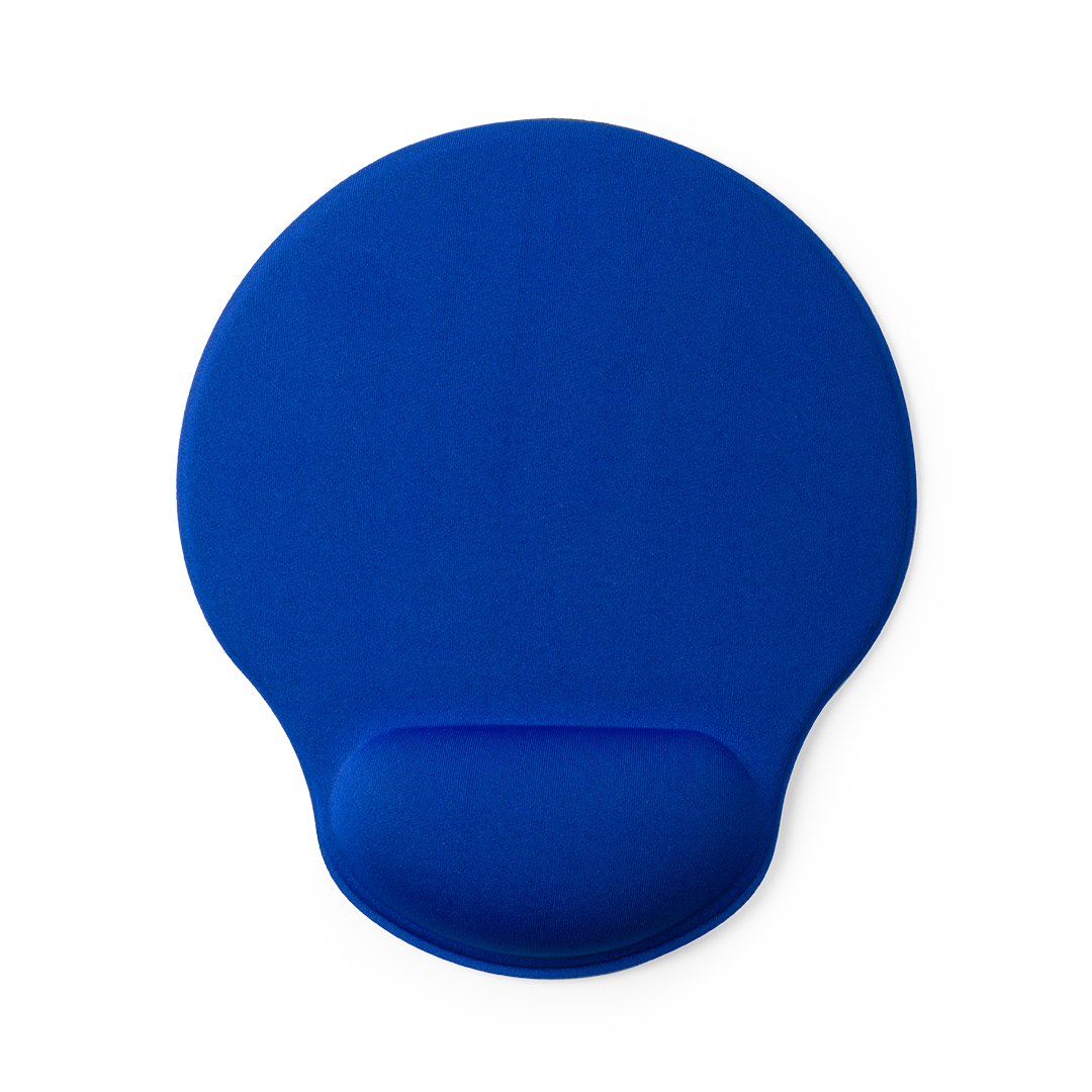 Tapete de rato ergonómico com logo da marca cor azul primeira vista