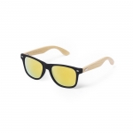 Óculos de sol com serigrafias e haste de bambu cor amarelo 2