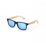 Óculos de sol com serigrafias e haste de bambu cor azul 1
