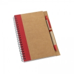 Caderno de papel reciclado com pormenor de cor cor vermelho 1