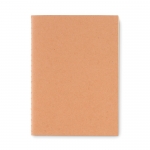 Bloco de notas reciclado com capa de cartão, folhas A6 lisas cor bege segunda vista