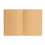 Bloco de notas reciclado com capa de cartão, folhas A6 lisas cor bege terceira vista