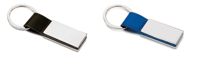 Porta-chaves personalizados de pele com placa retangular