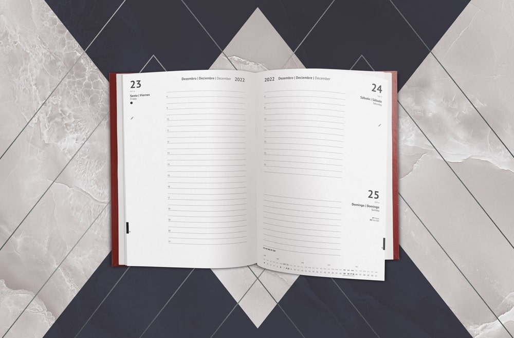 interior de uma agenda página/dia