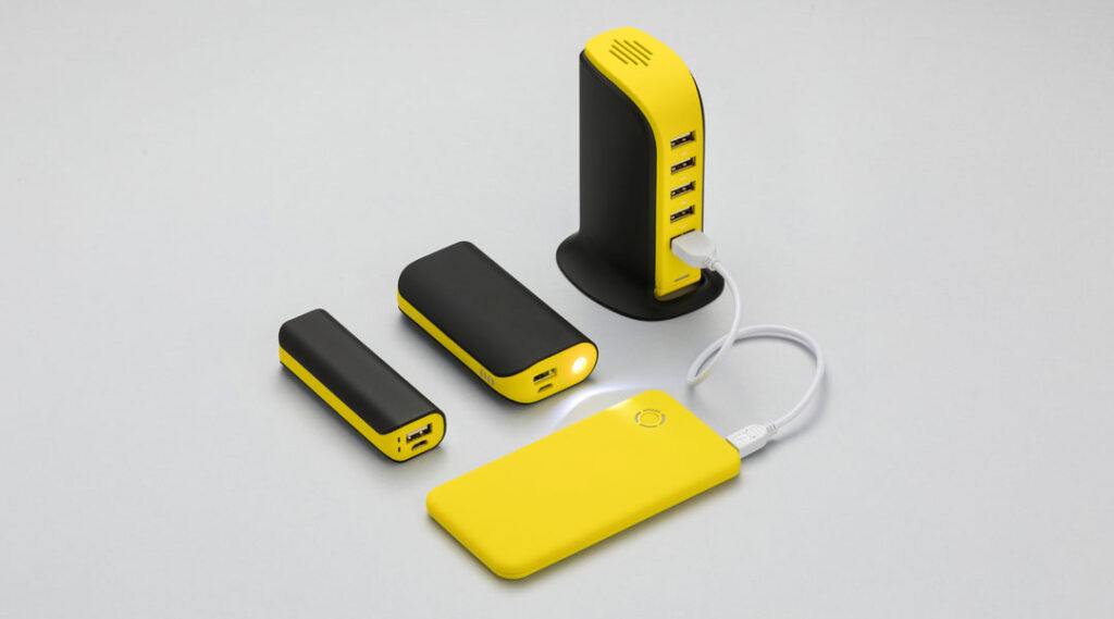 Gadgets personalizados em cor amarelo