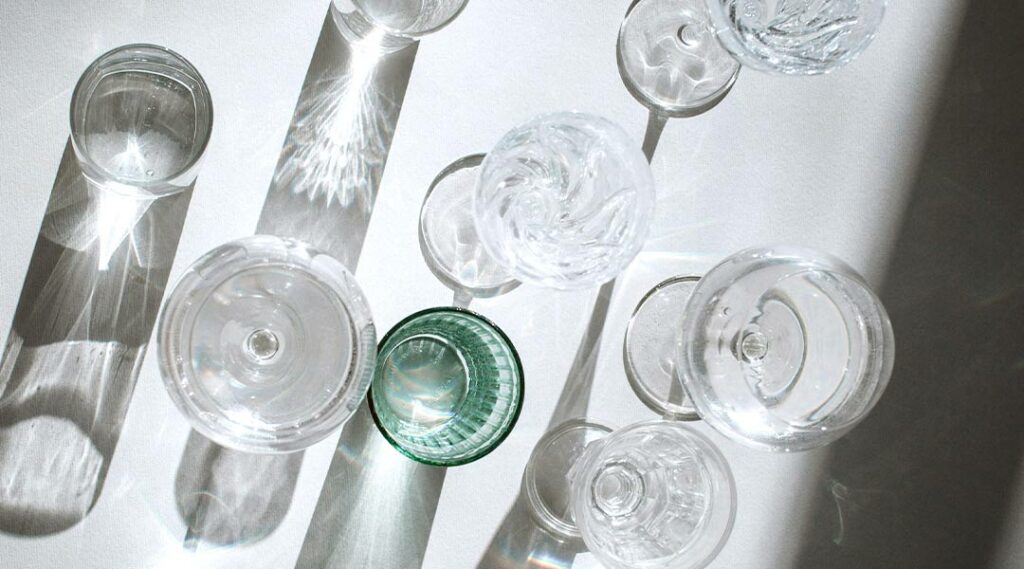 diferentes tipos de vidro e cristal