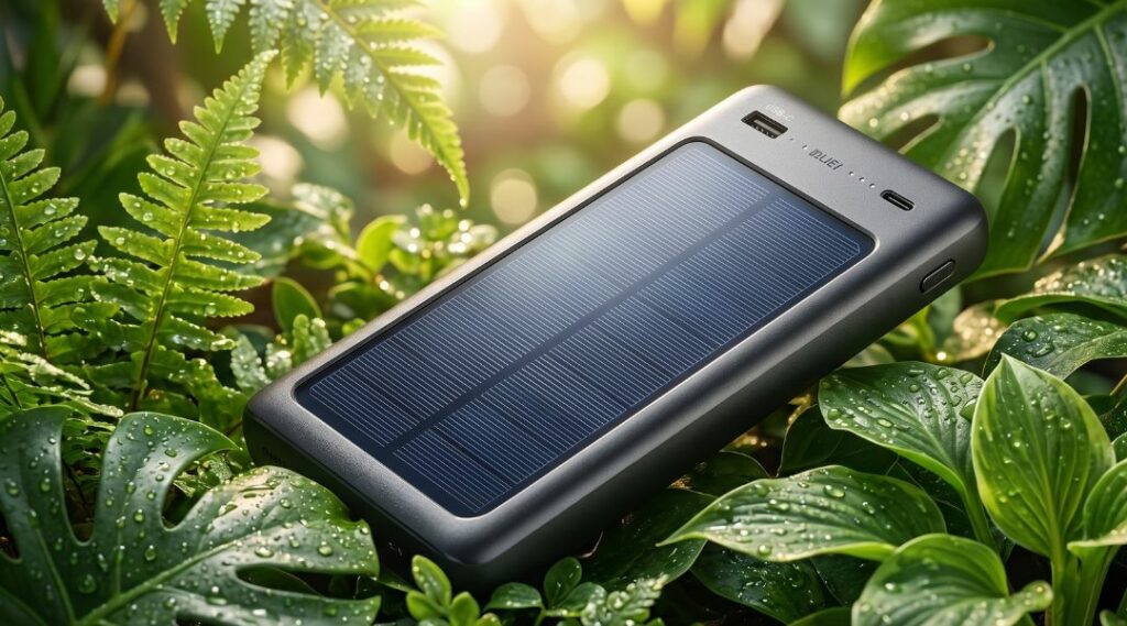 powerbank com carregamento solar e entradas usb e usb-c