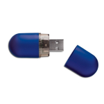 Pens USB promocionais económicas, forma de cápsula Infocap cor azul