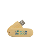 Pen drives personalizadas giratórias de madeira Rotowood cor madeira clara