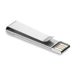 Pen USB personalizada plana com clipe de metal Metalclip cor prateado