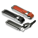 Pen USB personalizada de pele e metal com fecho de fivela Datashield