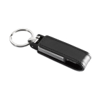 Porta-chaves USB personalizados de metal com protetor de couro Magring cor preto