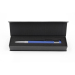 Caneta USB de metal estrutura de metal e acabamento de borracha Lux cor azul