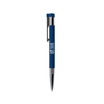Caneta USB de metal estrutura de metal e acabamento de borracha Lux cor azul