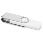 Pens USB corporativas alongadas conector telemóvel Techmate OTG cor branco