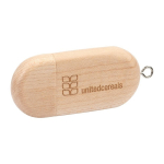 Pen USB de madeira em formato 3.0 com forma compacta oval Ovalo 3.0 cor madeira clara