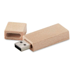 Clássica pen USB com estrutura de madeira com logótipo USB Ecológica cor madeira clara