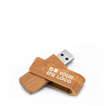 Pen USB giratória madeira de bambu em tons escuros e claros Ecotwist cor madeira escura