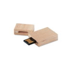 Pequena pen USB personalizada de madeira com anel Madeira Plana Mini cor madeira clara