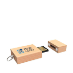 Pequena pen USB personalizada de madeira com anel Madeira Plana Mini cor madeira clara