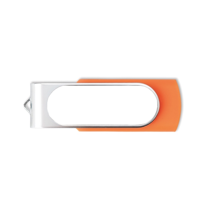Pen personalizada com gota de resina e clipe giratório Techmate Relief cor cor-de-laranja