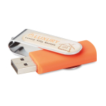 Pen personalizada com gota de resina e clipe giratório Techmate Relief cor cor-de-laranja