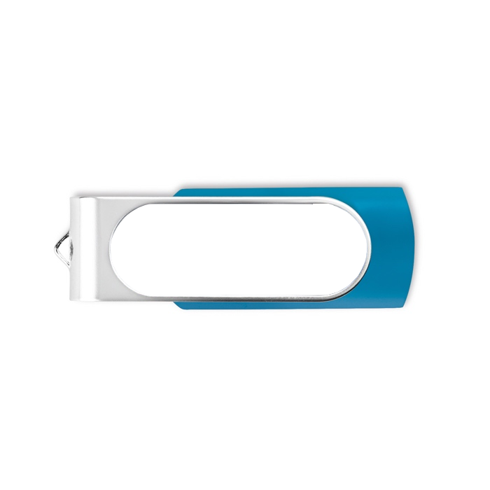 Pen personalizada com gota de resina e clipe giratório Techmate Relief cor turquesa
