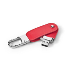 Porta-chaves USB de pele com mosquetão USB Leather Hook cor vermelho