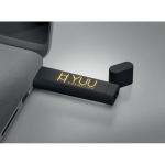 Pen USB design alongado com o logo gravado iluminado Luz Soft Elipse cor preto