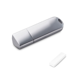 Pen minimalista e atrativa de metal brilhante com logo USB Glossy cor prateado
