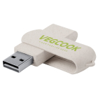 Pen drive de merchandising giratória de cana de trigo USB Ecocare cor bege