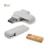 Pen drive de merchandising giratória de cana de trigo USB Ecocare cor bege