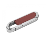 Pen USB corporativa de aço inoxidável com mosquetão Metalhold cor bordeaux