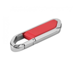Pen USB corporativa de aço inoxidável com mosquetão Metalhold cor vermelho