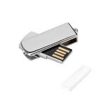 Pen USB de metal compacta com ligação UDP e clipe giratório Metalpivot cor prateado