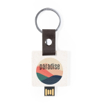 Porta-chaves pen drive personalizado eco com forma quadrada Square cor natural