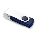 Pen drive giratória, clipe branco e base de borracha Whiteclip cor azul