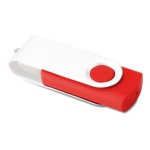 Pen drive giratória, clipe branco e base de borracha Whiteclip cor vermelho