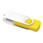 Pen drive giratória, clipe branco e base de borracha Whiteclip cor amarelo