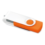 Pen drive giratória, clipe branco e base de borracha Whiteclip cor cor-de-laranja