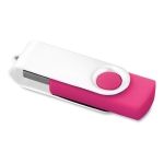 Pen drive giratória, clipe branco e base de borracha Whiteclip cor fúcsia