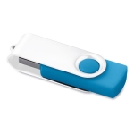 Pen drive giratória, clipe branco e base de borracha Whiteclip cor azul-claro