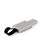 Pen USB metálica com logo gravado e iluminado, pequena tira LED metal cor prateado