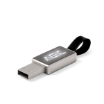 Pen USB metálica com logo gravado e iluminado, pequena tira LED metal cor prateado