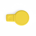 Pen USB corporativa, original design circular e acabamento de borracha cor amarelo