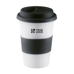 Copo de viagem cerâmica tampa e faixa de silicone 400ml Takeaway Plus cor preto vista principal