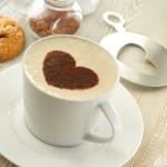 Chávena de café de cerâmica personalizada 160ml Cappuccino Lungo cor branco segunda vista conjunto