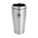 Copo térmico personalizado de aço com tampa preta 400ml Executive cor prateado mate quarta vista principal