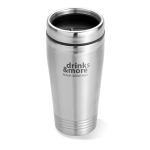 Copo térmico personalizado de aço com tampa preta 400ml Executive cor prateado mate vista principal