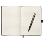 Caderno promocional com caneta folhas A5 pautadas Hemming cor preto quinta vista